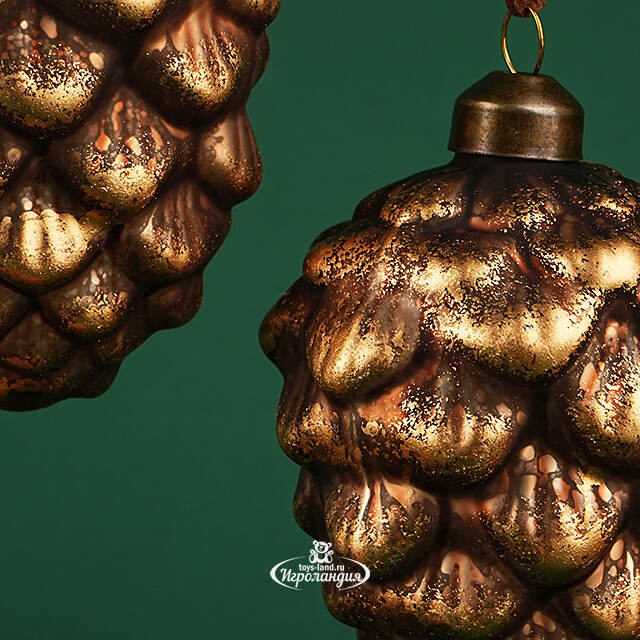 Набор стеклянных елочных игрушек Шишки - Bagnolo in Piano 10 см, 6 шт Winter Deco