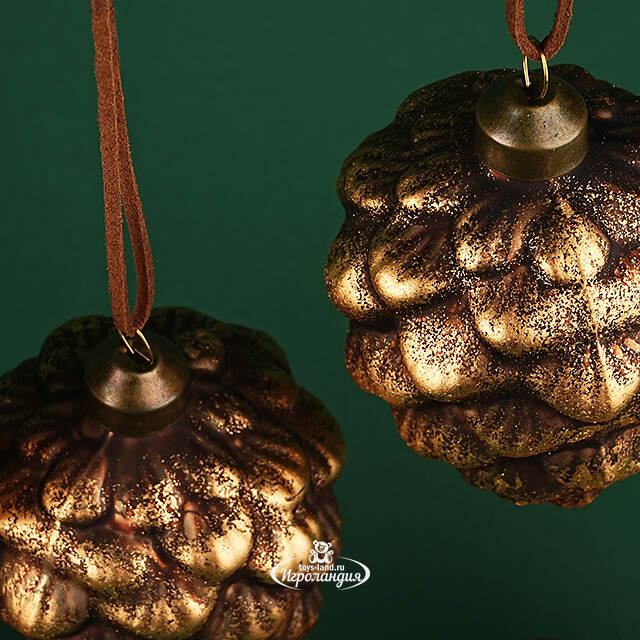 Набор стеклянных елочных игрушек Шишки - Bagnolo in Piano 10 см, 6 шт Winter Deco