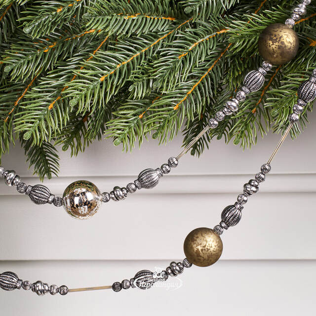 Бусы на елку Venetiko - Новогодние Вихри 160 см, стекло Winter Deco