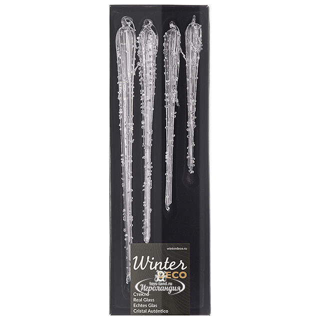 Набор стеклянных елочных игрушек Сосульки La Morra 29 см, 4 шт, подвеска Winter Deco