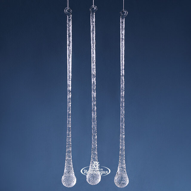 Набор стеклянных елочных игрушек Сосульки La Touille 30 см, 3 шт, подвеска Winter Deco