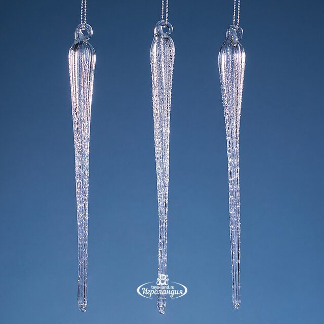 Набор стеклянных елочных игрушек Сосульки Lavarone 22 см, 3 шт, подвеска Winter Deco