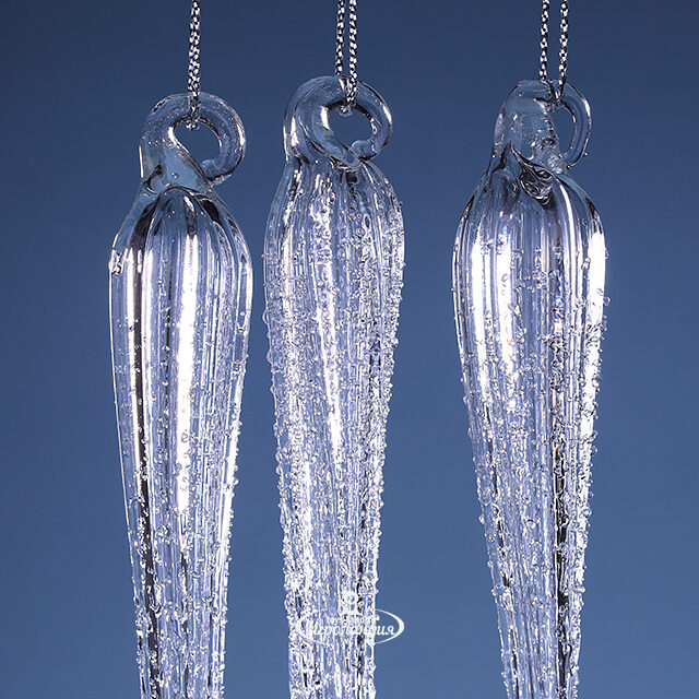 Набор стеклянных елочных игрушек Сосульки Lavarone 22 см, 3 шт, подвеска Winter Deco