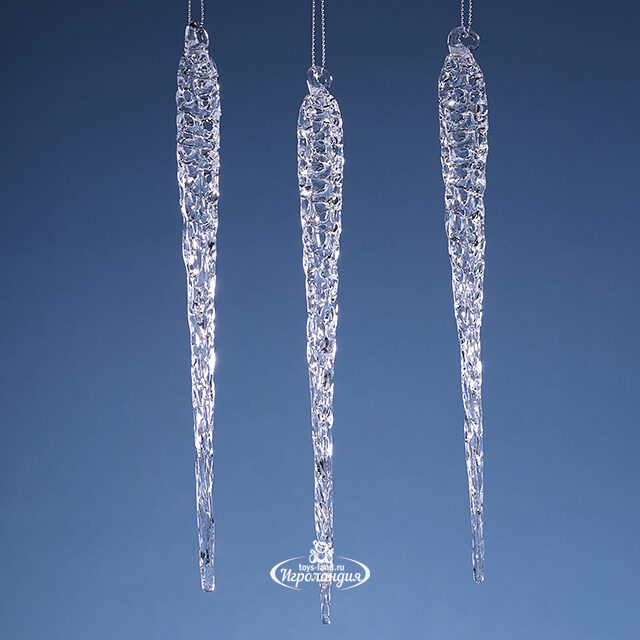 Набор стеклянных елочных игрушек Сосульки Lavello 22 см, 3 шт, подвеска Winter Deco