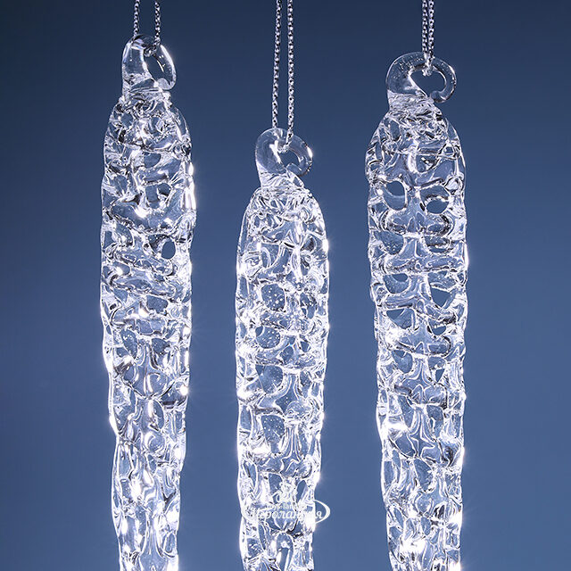 Набор стеклянных елочных игрушек Сосульки Lavello 22 см, 3 шт, подвеска Winter Deco