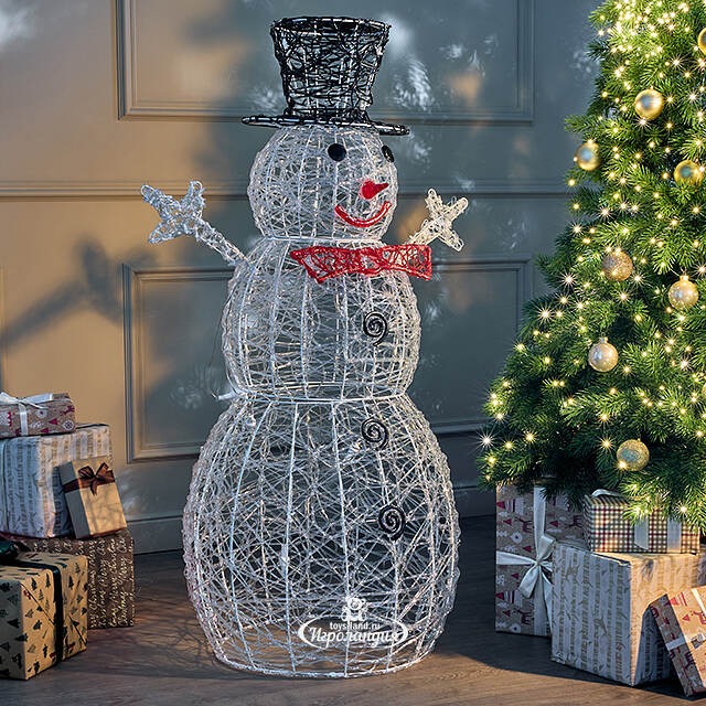 Светодиодная фигура Снеговик в черной шляпе 120 см, 240 холодных белых LED ламп, IP44 Winter Deco