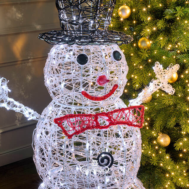 Светодиодная фигура Снеговик в черной шляпе 120 см, 240 холодных белых LED ламп, IP44 Winter Deco