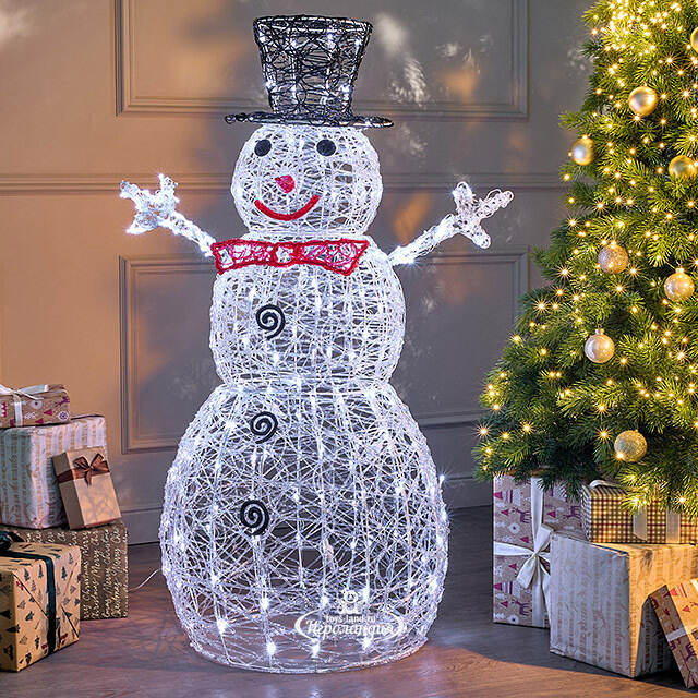 Светодиодная фигура Снеговик в черной шляпе 120 см, 240 холодных белых LED ламп, IP44 Winter Deco