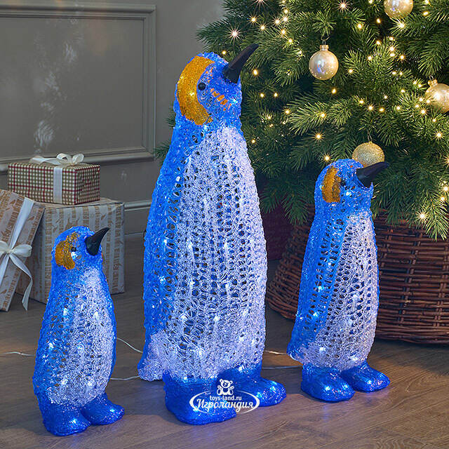 Набор светодиодных фигур Семейство Императорских Пингвинов 34-64 см, 144  холодных белых LED ламп, IP44 Winter Deco
