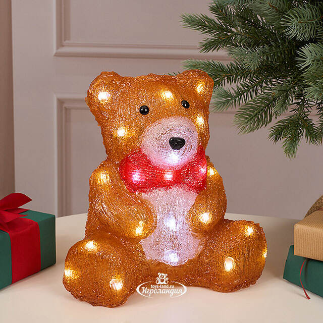 Светодиодная фигура Мишка с бантиком 25 см, 30 холодных белых LED ламп, IP44 Winter Deco
