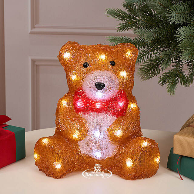 Светодиодная фигура Мишка с бантиком 25 см, 30 холодных белых LED ламп, IP44 Winter Deco