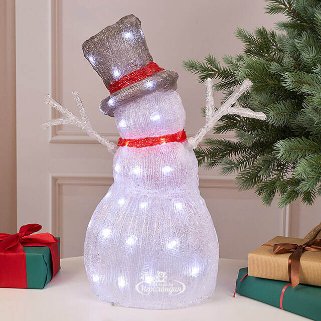 Светодиодная фигура Снеговик - Bonne Аnnee 47 см, 60 холодных белых LED ламп, акрил, IP44 Winter Deco