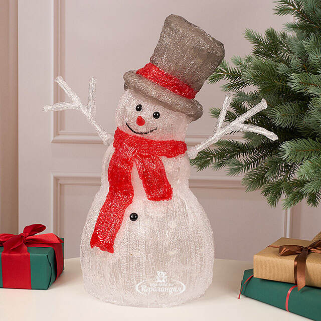 Светодиодная фигура Снеговик - Bonne Аnnee 47 см, 60 холодных белых LED ламп, акрил, IP44 Winter Deco
