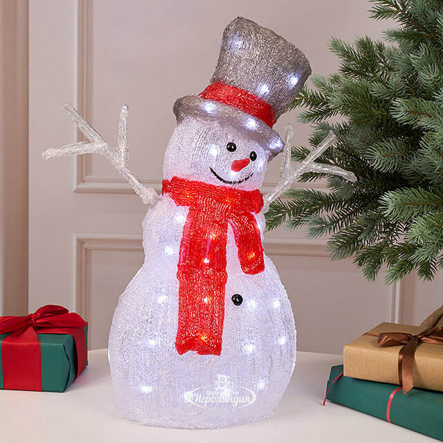 Светодиодная фигура Снеговик - Bonne Аnnee 47 см, 60 холодных белых LED ламп, акрил, IP44 Winter Deco