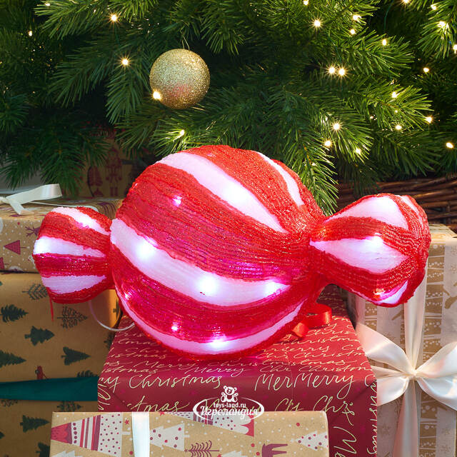 Светодиодная фигура Конфетка - Bonne Аnnee 40 см, 40 холодных белых LED ламп, акрил, IP44 Winter Deco