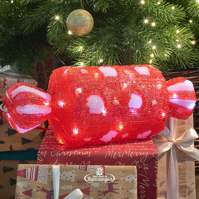 Светодиодная фигура Конфета в горошек - Bonne Аnnee 43 см, 40 холодных белых LED ламп, акрил, IP44 Winter Deco