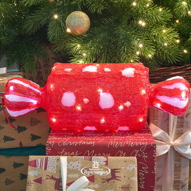 Светодиодная фигура Конфета в горошек - Bonne Аnnee 43 см, 40 холодных белых LED ламп, акрил, IP44 Winter Deco