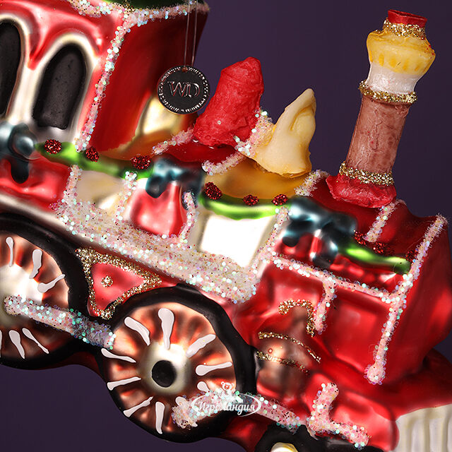 Стеклянная елочная игрушка Новогодний Паровозик 12 см, подвеска Winter Deco
