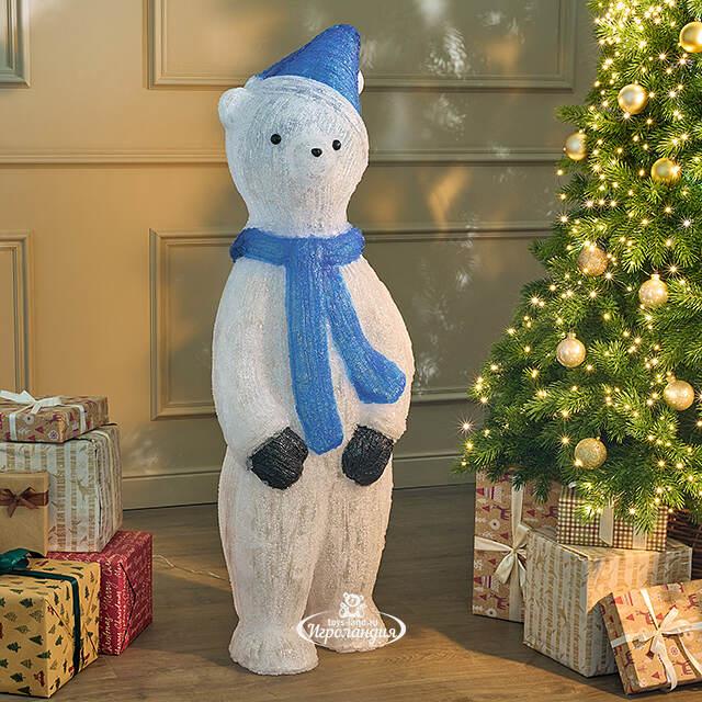 Светодиодная фигура Мишутка в синей шапочке 120 см, 240 холодных белых LED ламп, акрил, IP44 Winter Deco