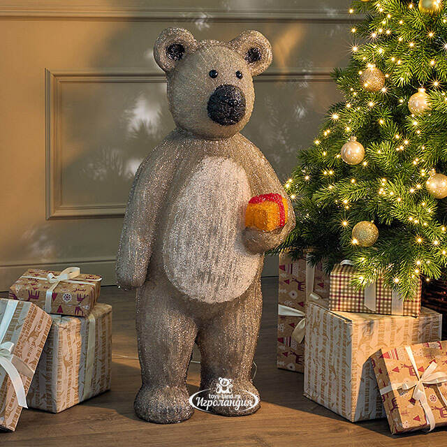 Светодиодная фигура Медведь с подарочком 90 см, 160 белых LED ламп, акрил, IP44 Winter Deco