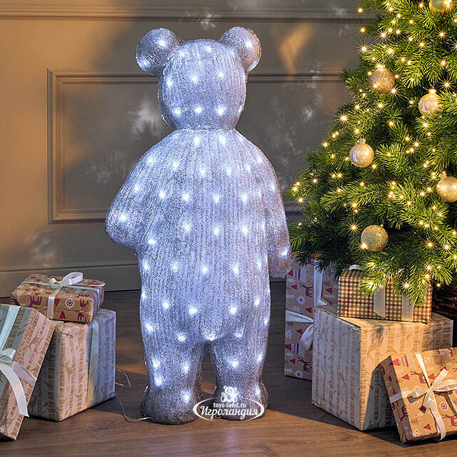 Светодиодная фигура Медведь с подарочком 90 см, 160 белых LED ламп, акрил, IP44 Winter Deco