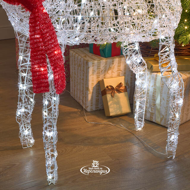 Светодиодный Олень - Sciarpa Rossa 130 см, 160 холодных белых LED ламп, акрил, IP44 Winter Deco
