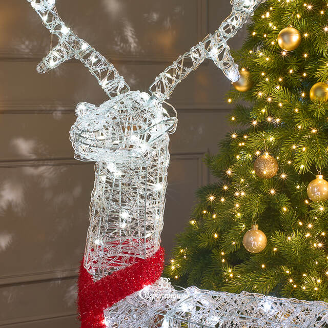 Светодиодный Олень - Sciarpa Rossa 130 см, 160 холодных белых LED ламп, акрил, IP44 Winter Deco