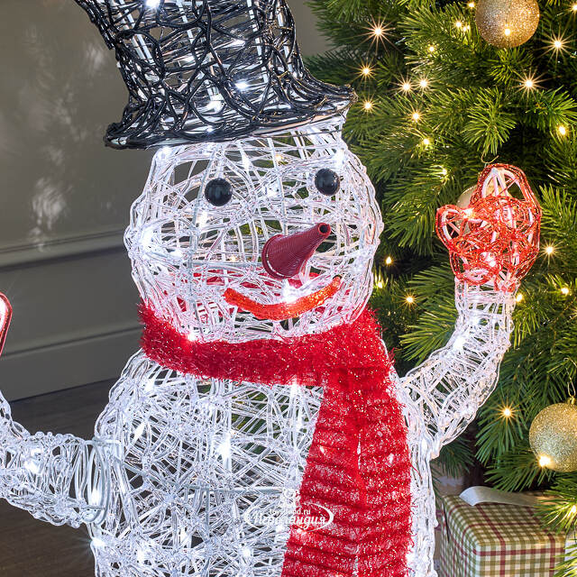 Светодиодная фигура Снеговик - Sciarpa Rossa 85 см, 160 холодных белых LED ламп, акрил, IP44 Winter Deco