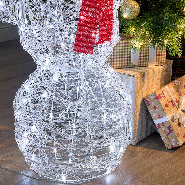 Светодиодная фигура Снеговик - Sciarpa Rossa 85 см, 160 холодных белых LED ламп, акрил, IP44 Winter Deco