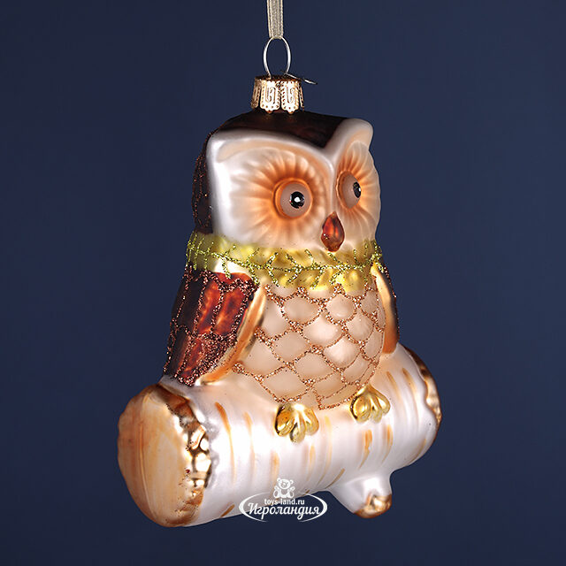 Стеклянная елочная игрушка Сова на Березовой Ветке 12 см, подвеска Winter Deco