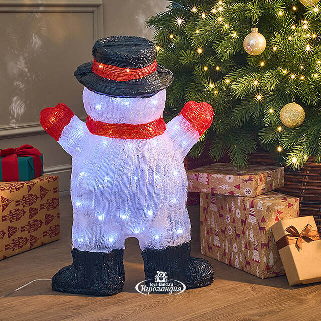 Светодиодная фигура Снеговичок Весельчак 63 см, 80 холодных белых LED ламп, акрил, IP44 Winter Deco