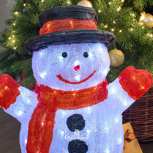 Светодиодная фигура Снеговичок Весельчак 63 см, 80 холодных белых LED ламп, акрил, IP44 Winter Deco