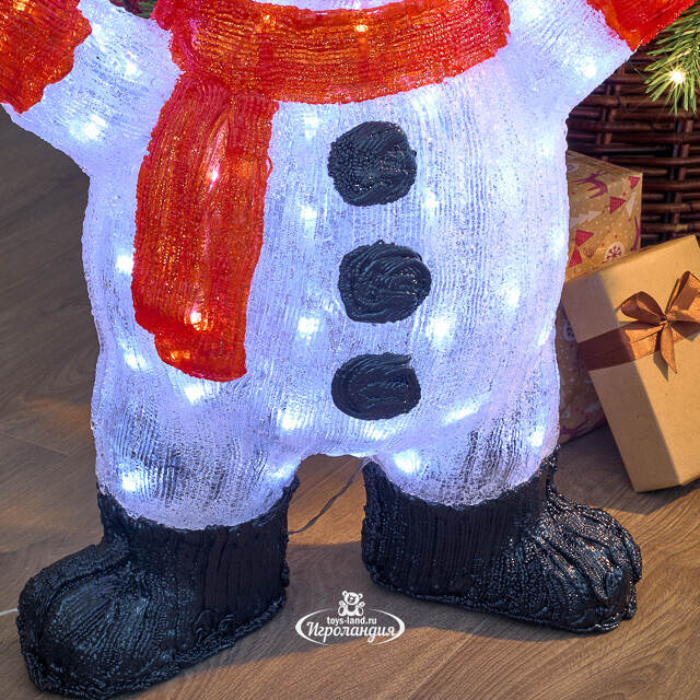 Светодиодная фигура Снеговичок Весельчак 63 см, 80 холодных белых LED ламп, акрил, IP44 Winter Deco