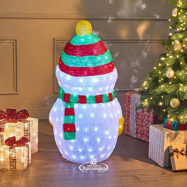 Светодиодная фигура Снеговичок Очаровашка 90 см, 200 холодных белых LED ламп, акрил, IP44 Winter Deco