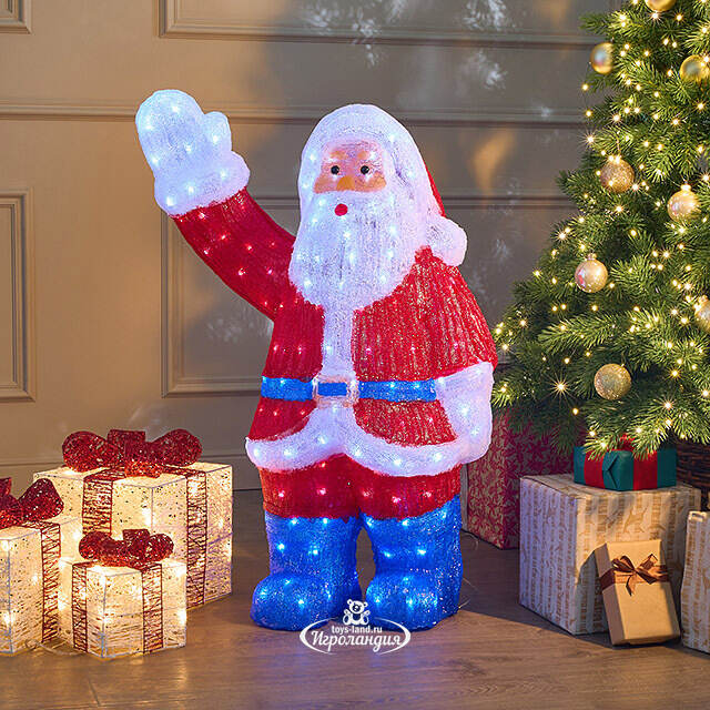 Светодиодная фигура Санта Клаус - Merry Xmas 90 см, 240 холодных белых LED ламп, акрил, IP44 Winter Deco