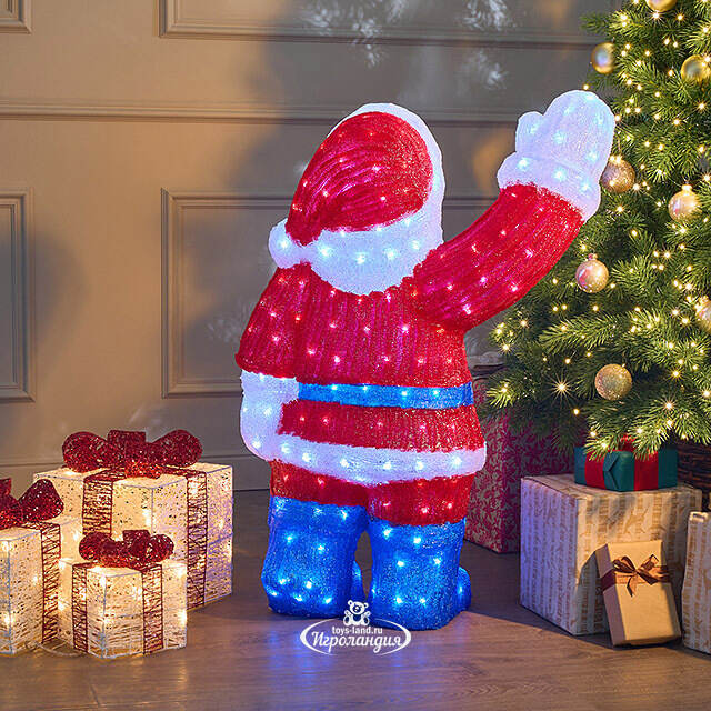 Светодиодная фигура Санта Клаус - Merry Xmas 90 см, 240 холодных белых LED ламп, акрил, IP44 Winter Deco