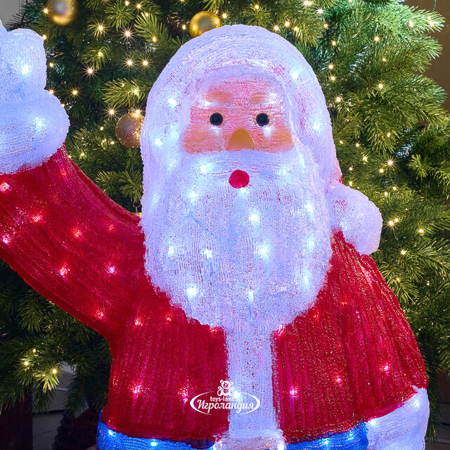 Светодиодная фигура Санта Клаус - Merry Xmas 90 см, 240 холодных белых LED ламп, акрил, IP44 Winter Deco