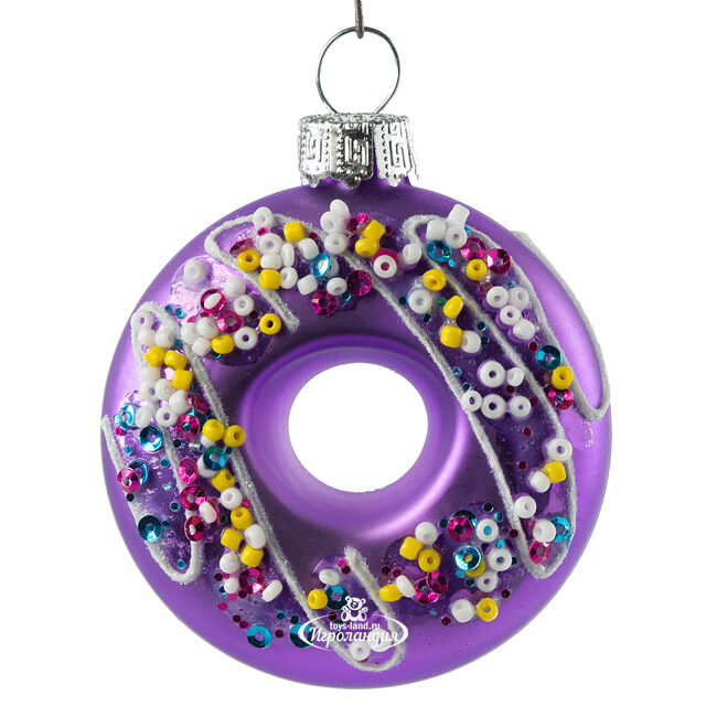 Стеклянная елочная игрушка Lavender Donut 7 см, подвеска Winter Deco