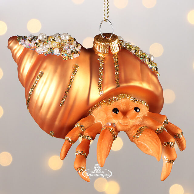 Стеклянная елочная игрушка Краб Орси 12 см, подвеска Winter Deco