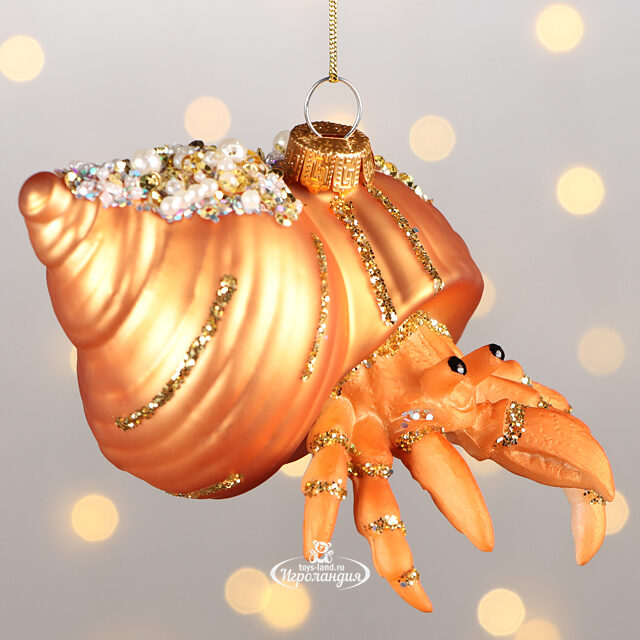 Стеклянная елочная игрушка Краб Орси 12 см, подвеска Winter Deco
