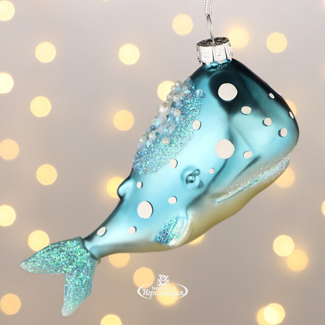 Стеклянная елочная игрушка Кит - Салливан Блуер 13 см, подвеска Winter Deco