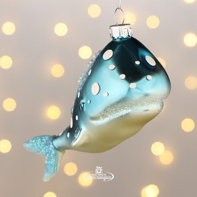 Стеклянная елочная игрушка Кит - Салливан Блуер 13 см, подвеска Winter Deco