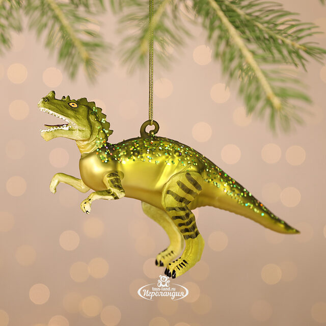 Стеклянная елочная игрушка Динозавр Велоцераптор 17 см, подвеска Winter Deco