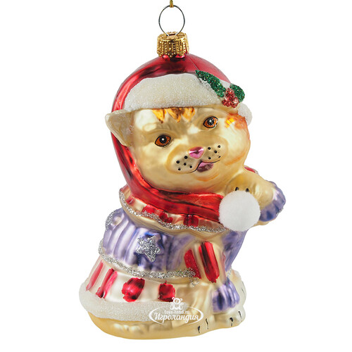 Стеклянная елочная игрушка Кот Шарль - В Канун Рождества 11 см, подвеска Winter Deco