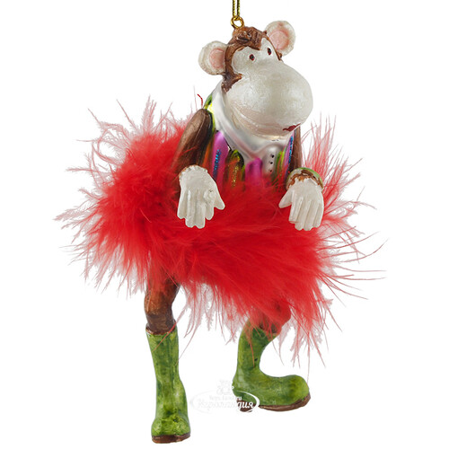 Стеклянная елочная игрушка Мартышка Мэгги - Гламурная Кокетка 15 см, подвеска Winter Deco