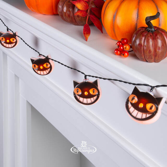 Светодиодная гирлянда на батарейках Halloween - Кот Мэттью 3.80 м, 20 желтых LED ламп Winter Deco