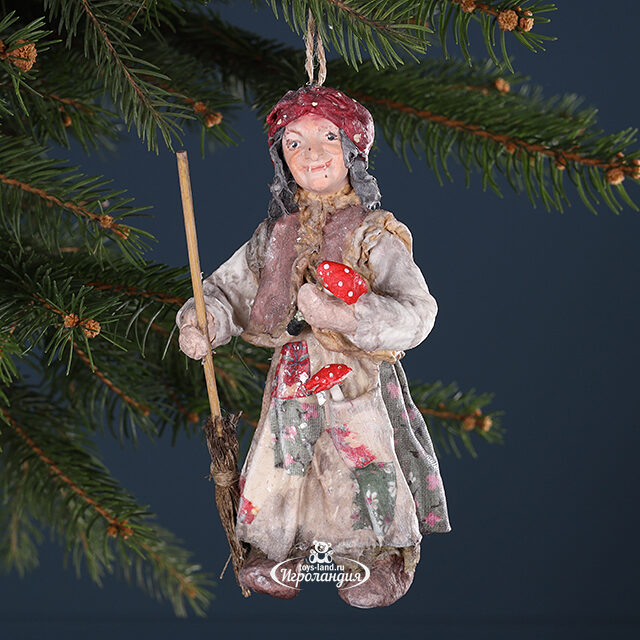 Ватная елочная игрушка Баба Яга - Сказочная Колдунья 13 см, подвеска Winter Deco