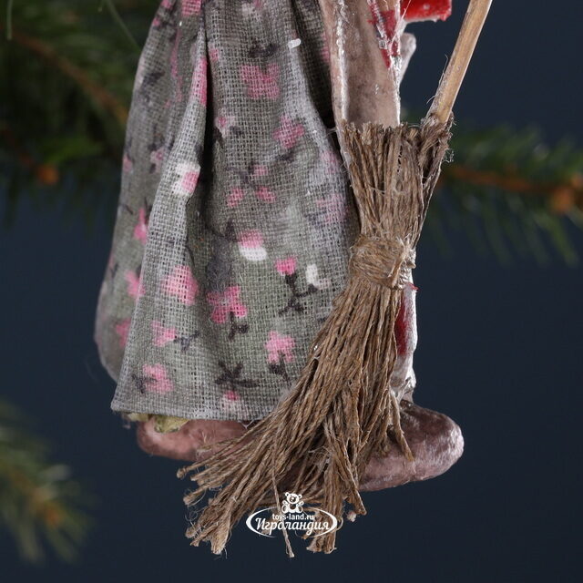 Ватная елочная игрушка Баба Яга - Сказочная Колдунья 13 см, подвеска Winter Deco