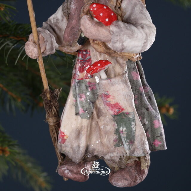 Ватная елочная игрушка Баба Яга - Сказочная Колдунья 13 см, подвеска Winter Deco