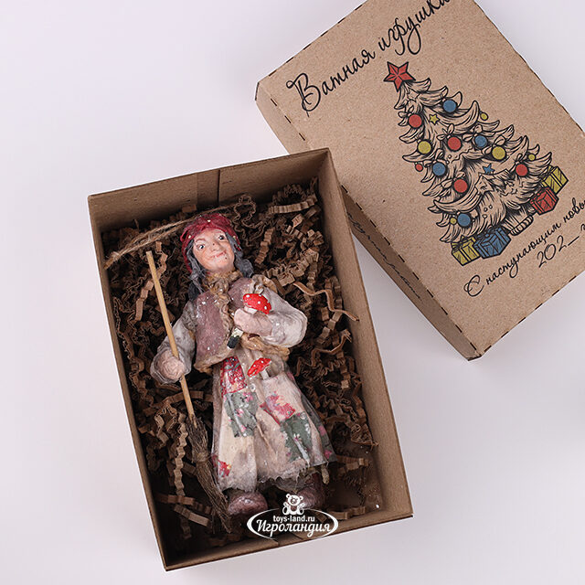 Ватная елочная игрушка Баба Яга - Сказочная Колдунья 13 см, подвеска Winter Deco